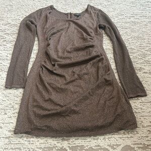 Express Shimmering Brown Long Sleeve Dress